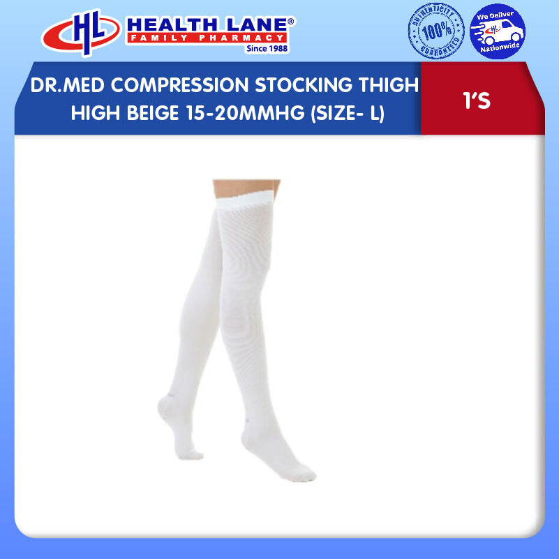 DR.MED COMPRESSION STOCKING THIGH HIGH BEIGE 15-20MMHG (SIZE- L)